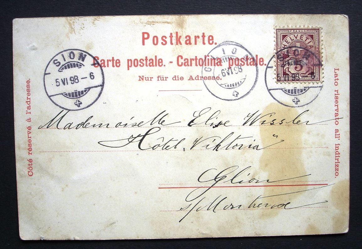 Cartoline postali: Vorläufer LITHO SION 1898 Mont Valère – Usato da Jona venduto da philajona 1