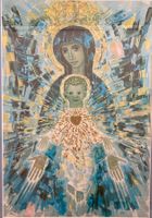 Jakob Häne, Mutter Maria mit Jesuskind, Kopie, Goldrahmen