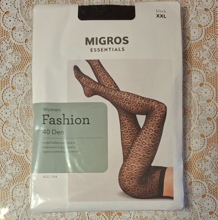 Migros Fashion Strumpfhose "Leopard" 40DEN Gr.XXL Schwarz