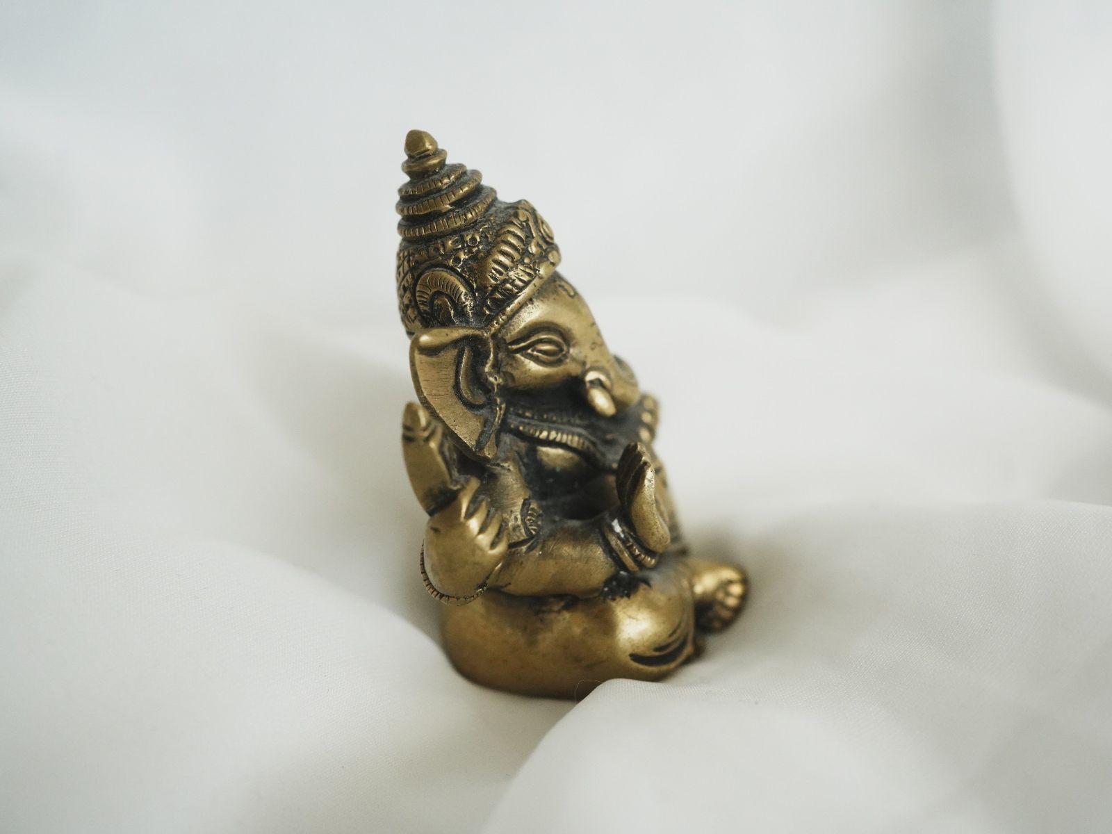 Statuette: Ganesha Figur Messing Bronze Indien Statue sitzend 7 cm – Usato da Volketswil venduto da HeredisAntiques 1