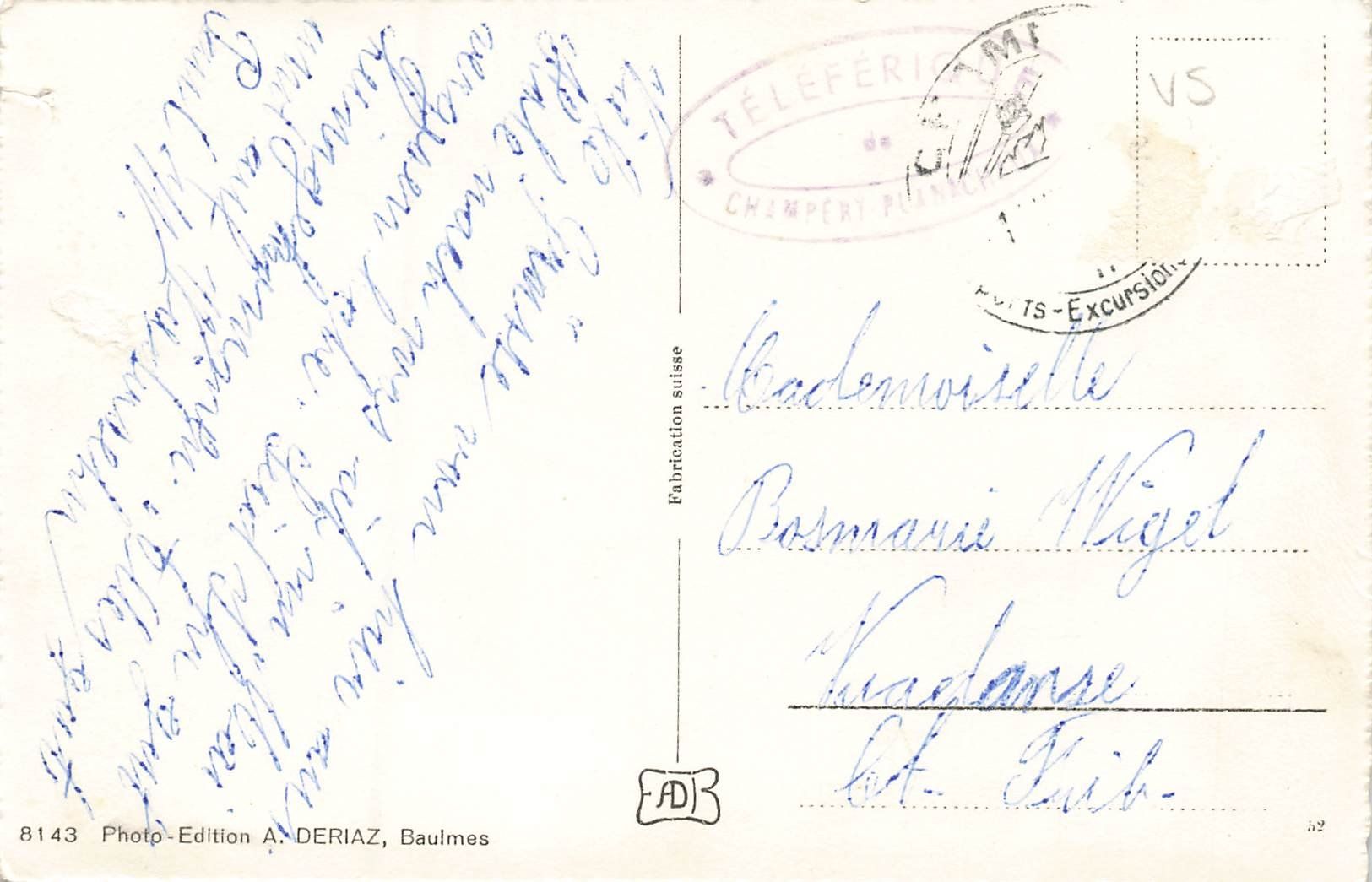 Cartoline postali: Champéry, Tél. de Planachaux, Dents du Midi – Usato da Schwyz venduto da Seffi56 1