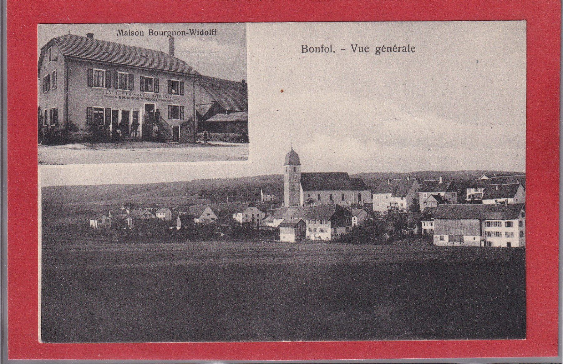 Cartoline postali: Bonfol - 2 images - Maison Bourgnon 1917 – Usato da Orvin venduto da Pyaeschli