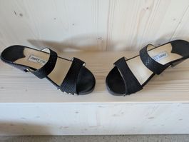 Sandales Jimmy Choo en cuir noir style serpent T.38