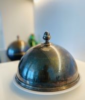 Antike Cloche/ Speiseglocke versilbert