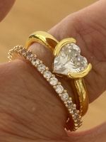 Luxus EleganteGr.17/7 Solitär Ring Farbe:Gold/Zirkonia Weiss
