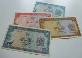 Lot ++ 4 alte Banknoten aus Rhodesien ab 1972