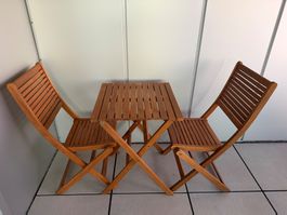 Gartentisch mit 2 Stühlen Holz Klappbar mit Polstern
