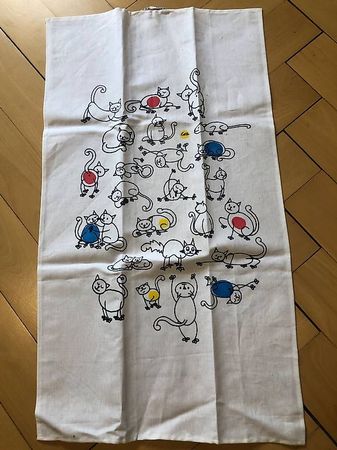 NEU: Geschirrtuch aus Halbleinen/Zwirn Katzen