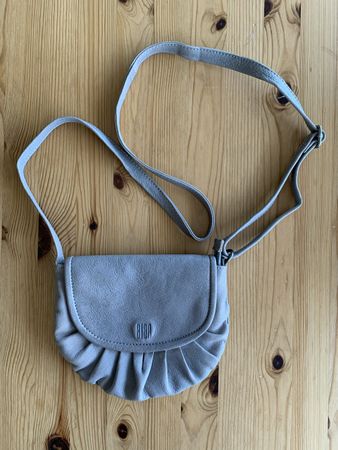 Biba Lederumhängetasche / Shoulder Bag grau 19x16cm