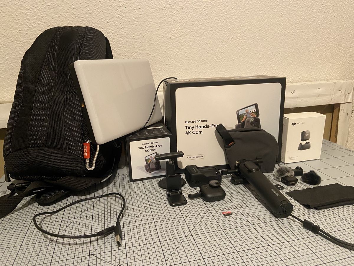 Insta360 Action Cam: Insta360 GO 3 Creator Bundle + DJI Mic Mini + Light & Bag – Neu (gemäss Beschreibung) aus Arni AG von mat_7fmx