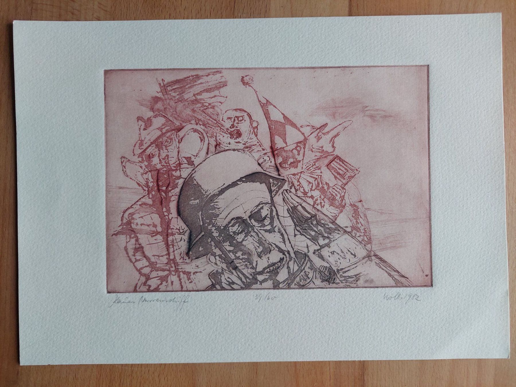 Dipinti: Exlibris Narrenschiff - Original Radierung signiert – Usato da Obfelden venduto da Exlibris-Art