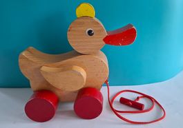 HABA Holz Ente Spielzeug zum Ziehen, Vintage Holzspielzeug!