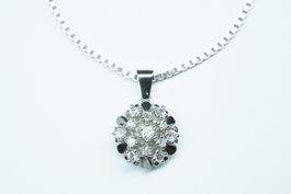 14k Weissgold Halskette mit Diamantanhänger