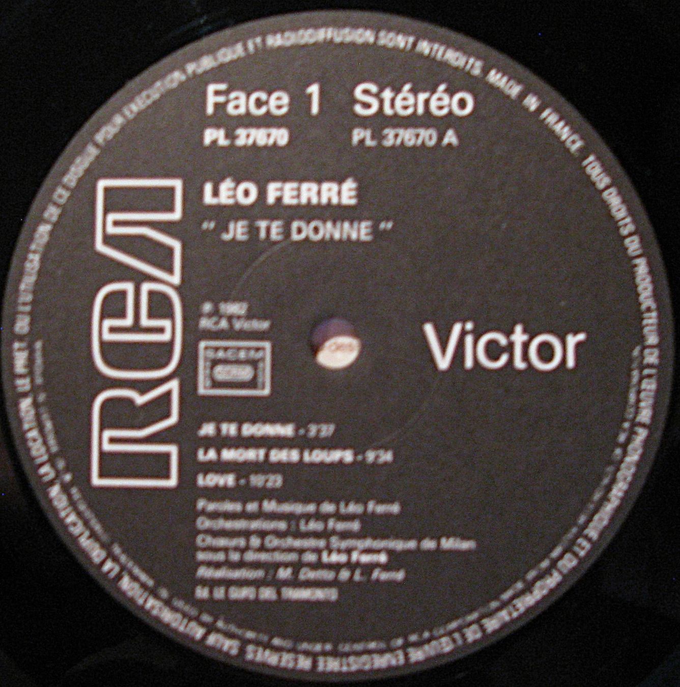 Vinyles: LEO FERRE "Je Te Donne"  LP in VG+ – D'occasion à Monthey par Pingmub 3