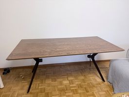 Esstisch Holzplatte mit schwarzem Metallgestell gebraucht