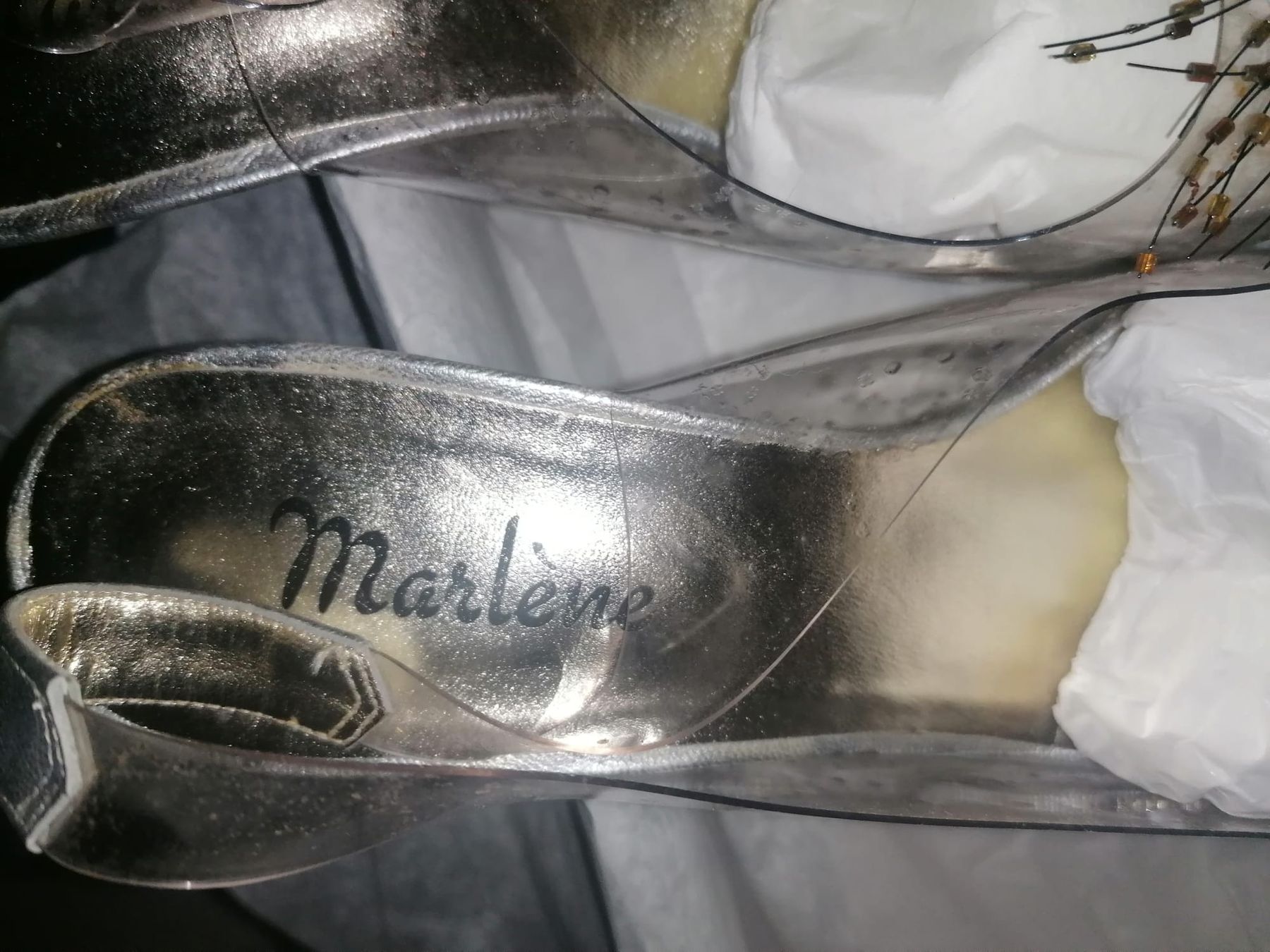 Scarpe da donna: Marlene Slingpumps, Silber, Gr. 38, Exotisch verziert! – Usato da Birrwil venduto da inf_2qrx 1