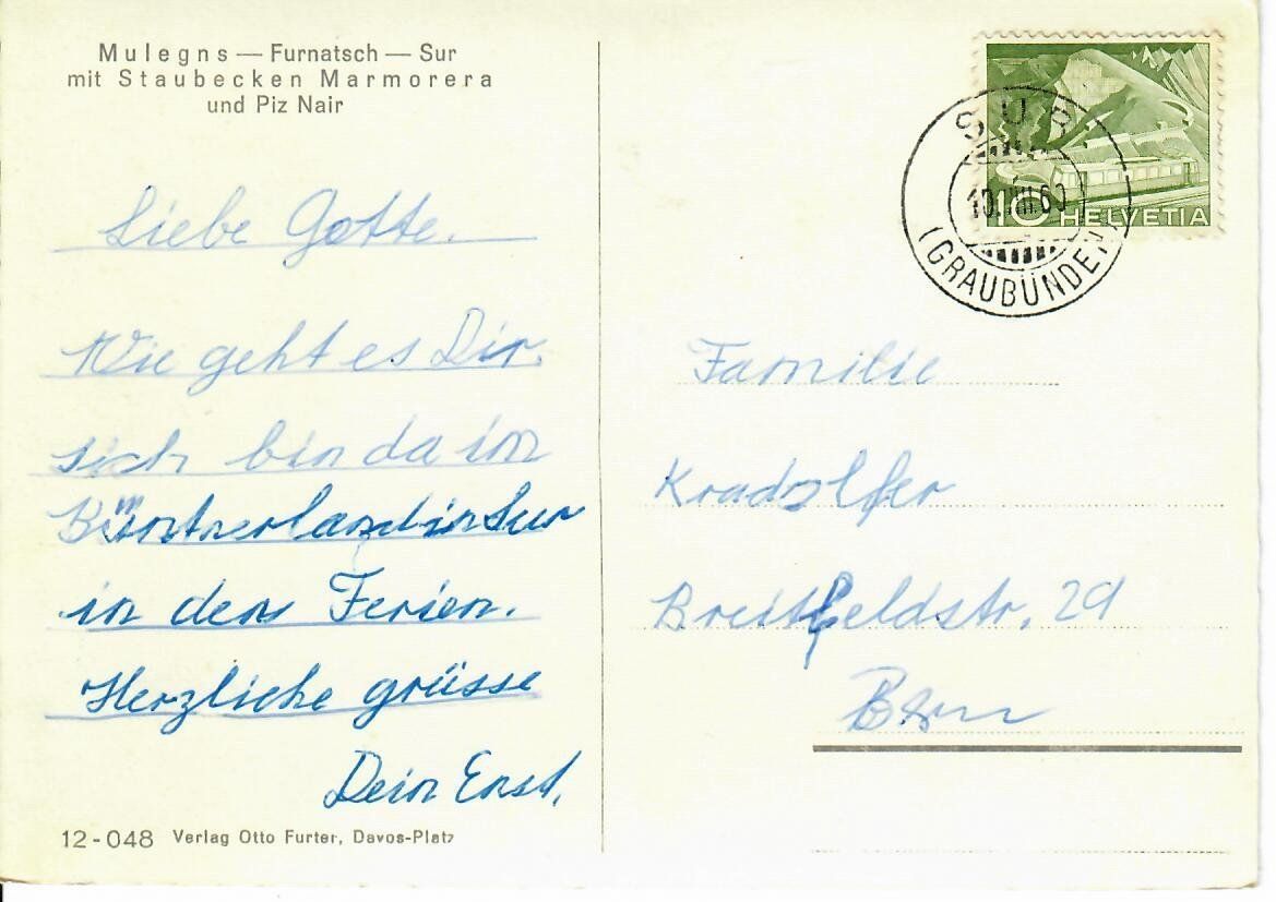 Cartoline postali: Mulegns - Furnatsch - Sur – Usato da Hochdorf venduto da Ziegel-16 1