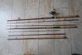 3 alte Hohlglasfiberangeln 2 x Spinn und 1 x Fliegen