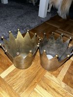 2x Deko Kronen Kerzenhalter Gold Vintage Shabby Chic 👑👑