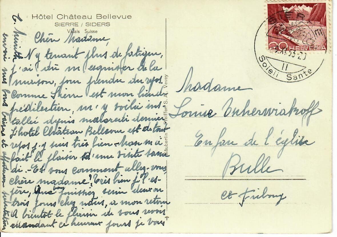 Cartoline postali: Hôtel Château Bellevue - Sierre – Usato da Hochdorf venduto da Ziegel-16 1