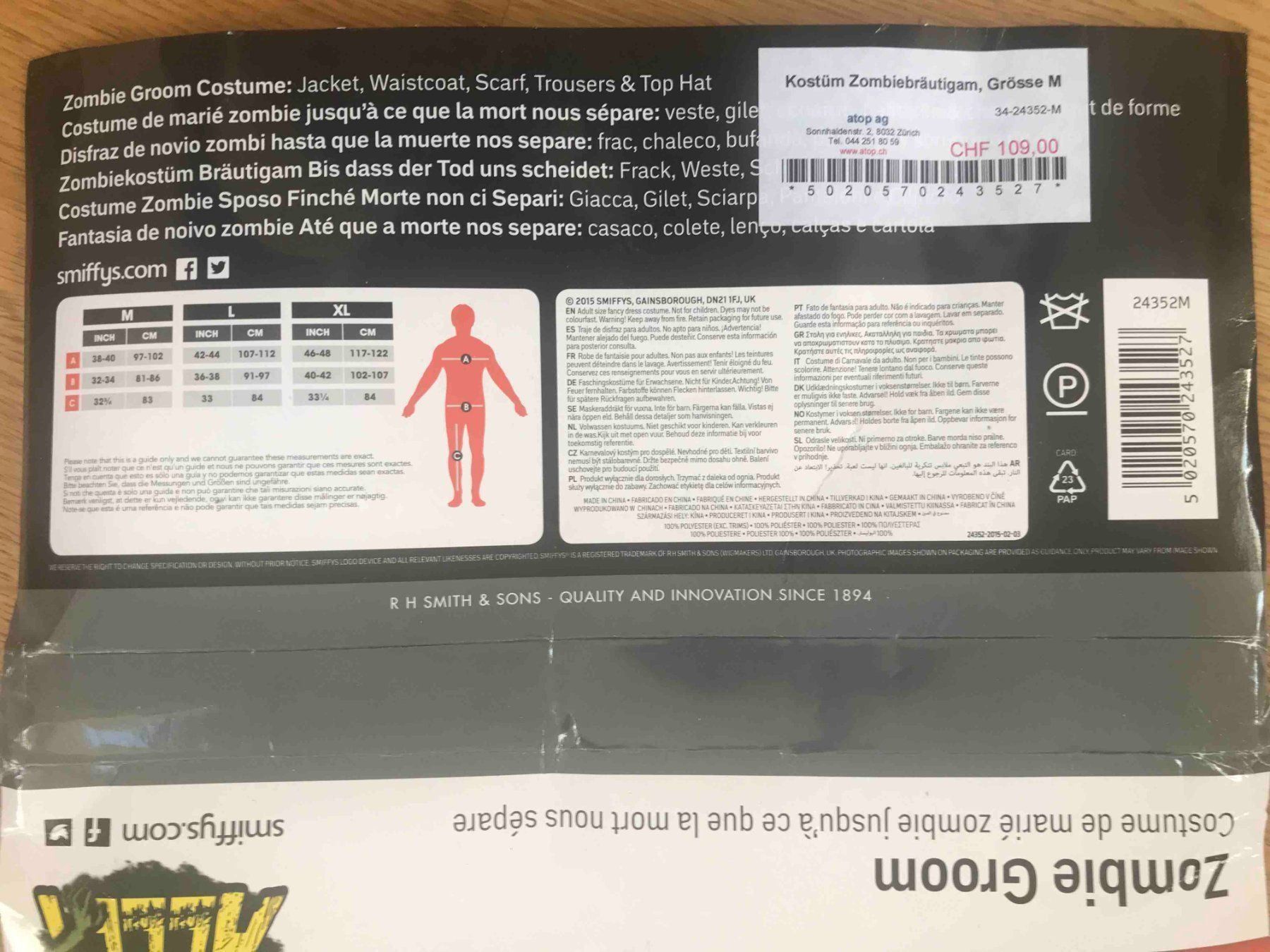 Costumi: Kostüm Zombiebräutigam – Nuovo (secondo la descrizione) da Zürich venduto da oso04 2