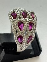 Silber Ring 925  mit pinken Steinen
