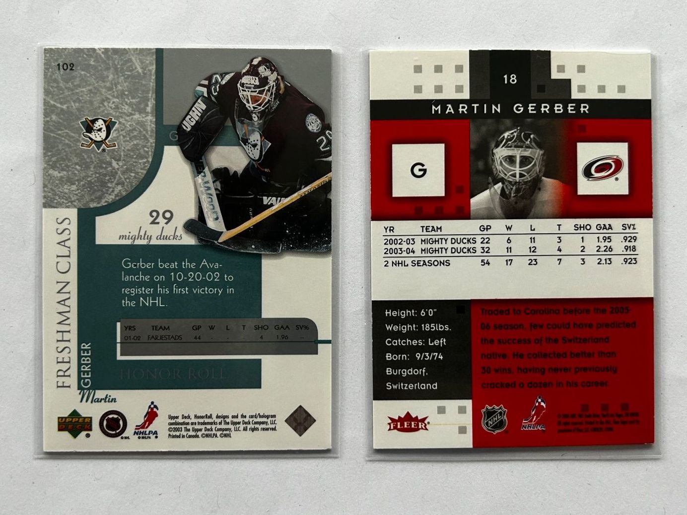 NHL Carte collezionabili: Upper Deck NHL Martin Gerber 2x nummierierte Specials – Usato da Oberwil-Lieli venduto da Mhd 1