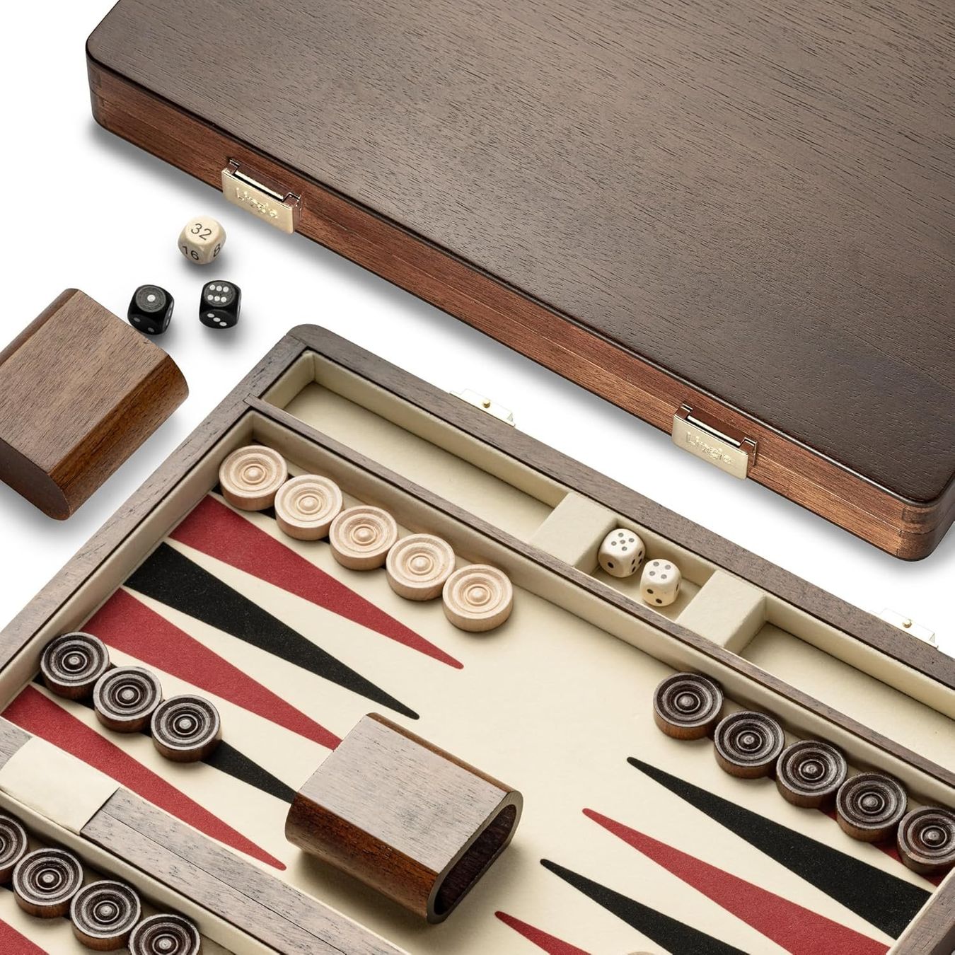 Spiele: Premium Walnuss Backgammon-Set 30 Holz Dame – Neu und originalverpackt aus Hundwil von Pakethase