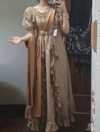 Embroidered Gown Vintage Empire Style Lolita Dress – Size M