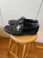 CESARE BERTELLI Herrenschuhe Leder geflochten Schwarz Gr. 45