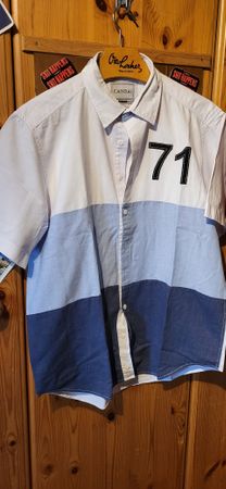 Herrenhemd Kurzarm gr L Blauweiss