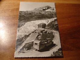 Karte Belvedere Furka, mit Postauto, um 1950, ungelaufen