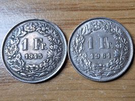 1 Franken 1945/61 - Silber - Lot 2 Stück!