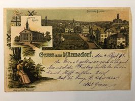 AK Gruss aus Männedorf Litho 1898
