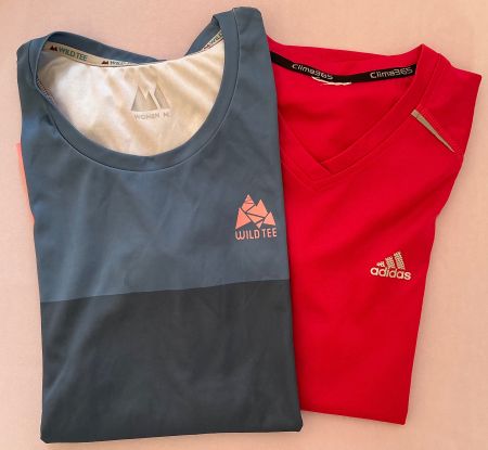 1 Wild Tee Langarm- + 1 Adidas Kurzarmsportshirt Damen S-M
