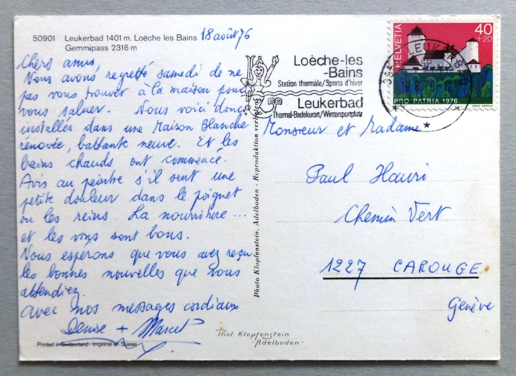 Cartoline postali: Leukerbad 1401 m, Loèche les Bains – Usato da Fétigny venduto da Billy2miny 1