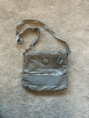 vintage coach shoulder bag monogram grey 