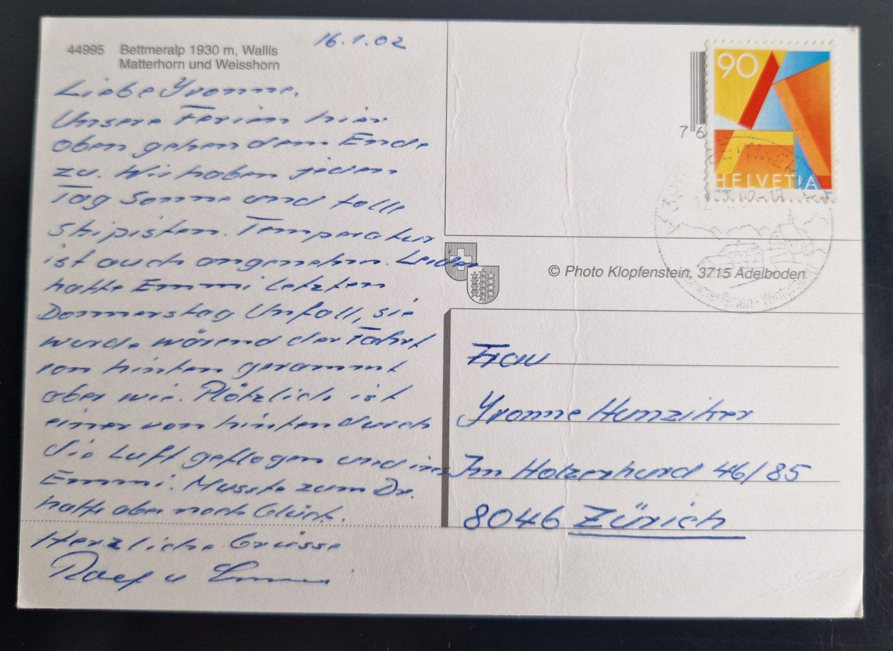 Cartoline postali: Bettmeralp 2002 Sessellift – Usato da Melchnau venduto da Arthurius 1