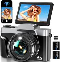 WLAN 4K 64MP WiFi Fotokamera 3 180 Klappbildschirm Autofokus