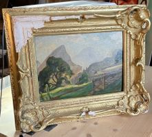 Peinture Gemälde signé Alpes Alpen (?) antik signiert