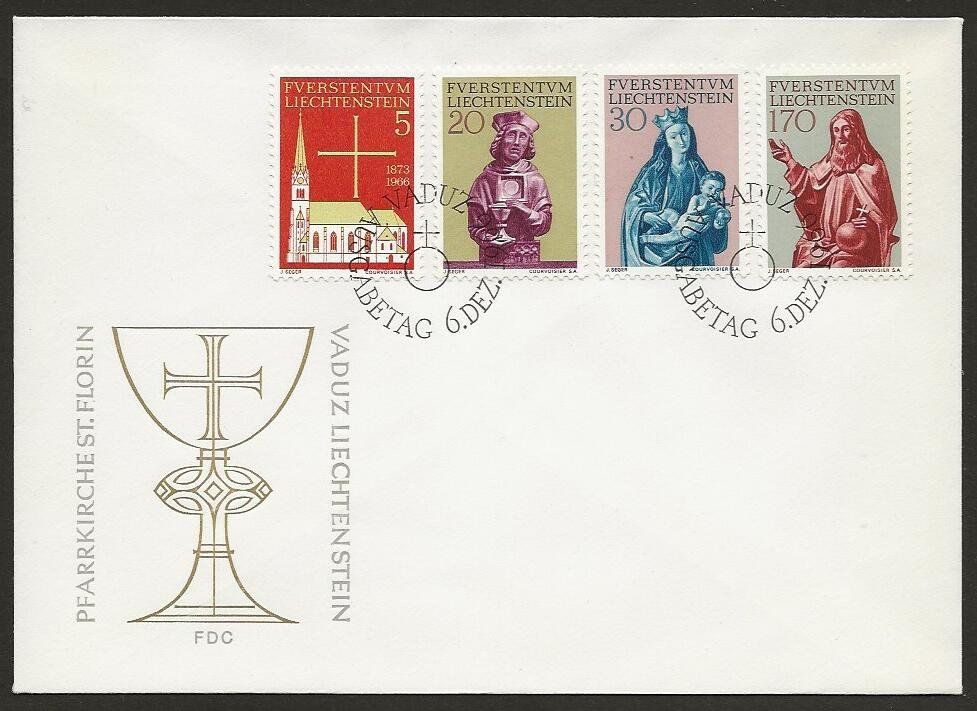 Tutti i francobolli: LIECHTENSTEIN 1966 FDC  Pfarrkirche Vaduz – Usato da Arlesheim venduto da kuhnphila