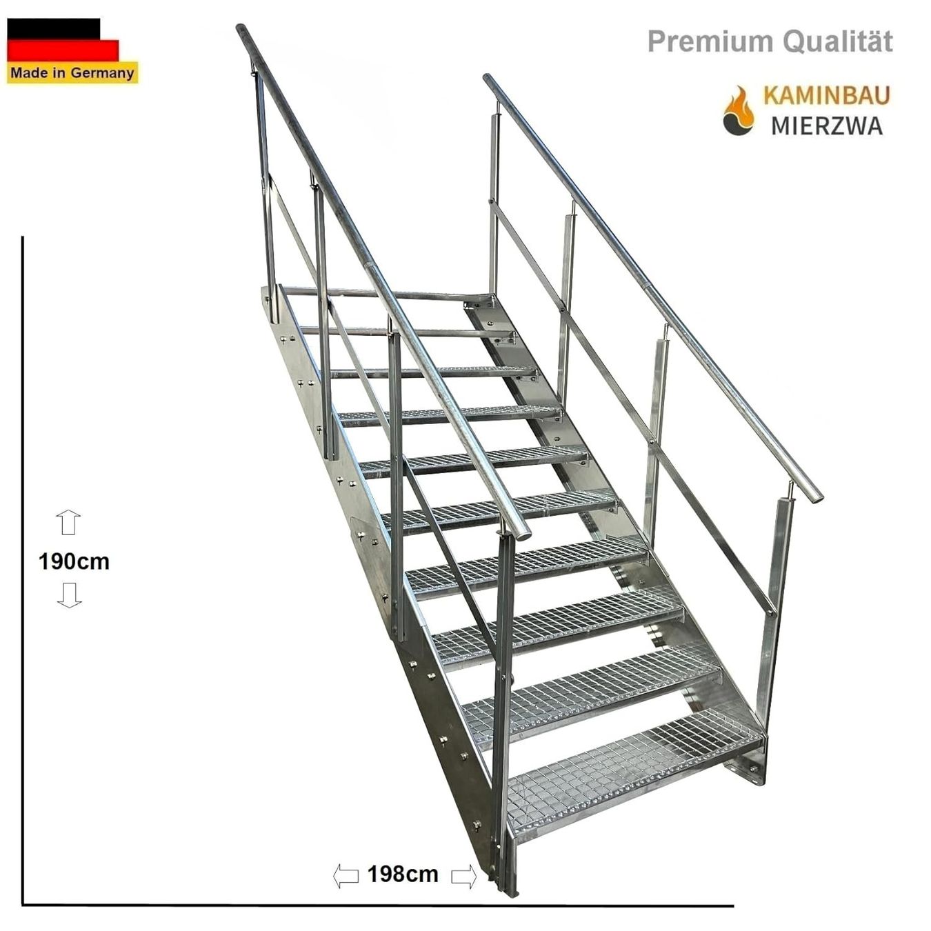 Altro: Stahltreppe 10 Stufen+Geländer 100x190cm – Nuovo e nell'imballaggio originale da Bottighofen venduto da zaap 1