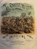 Antike Musiknoten, Löwenjagd, Lithographie, um 1900