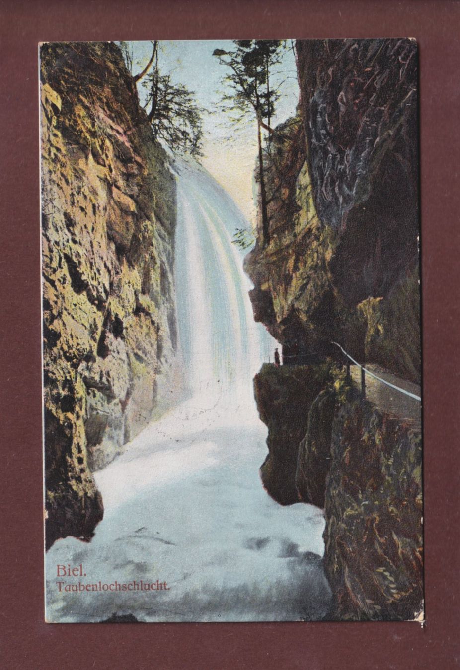 Cartoline postali: BIEL - Taubenlochschlucht - 1907 – Usato da Pully venduto da nicecards