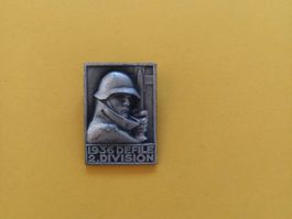 Médaille ancienne en métal, Défilé 2. Division, 1936