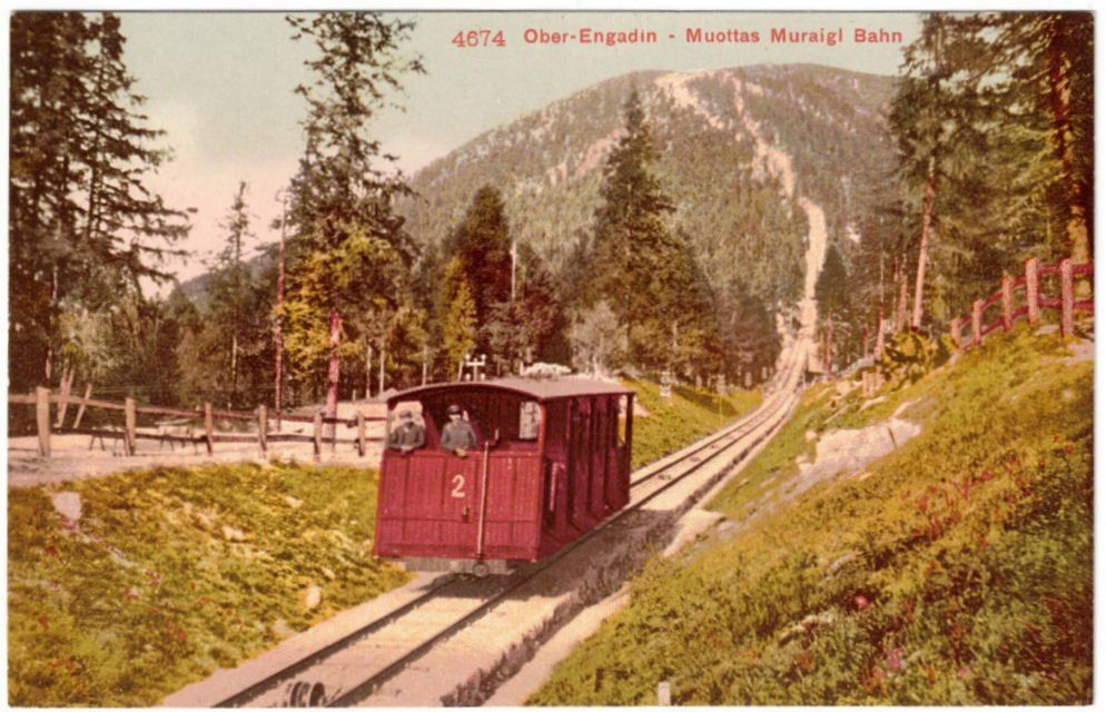 Ansichtskarten: St. Moritz - Standseilbahn Muottas Muragl – Gebraucht aus Binningen von Mountainrider