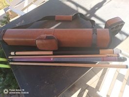 Billard Queues mit Tasche braun 2 Stk guter Zustand