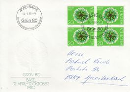 1980 636 Grün 80 Basel 4er Blockserie