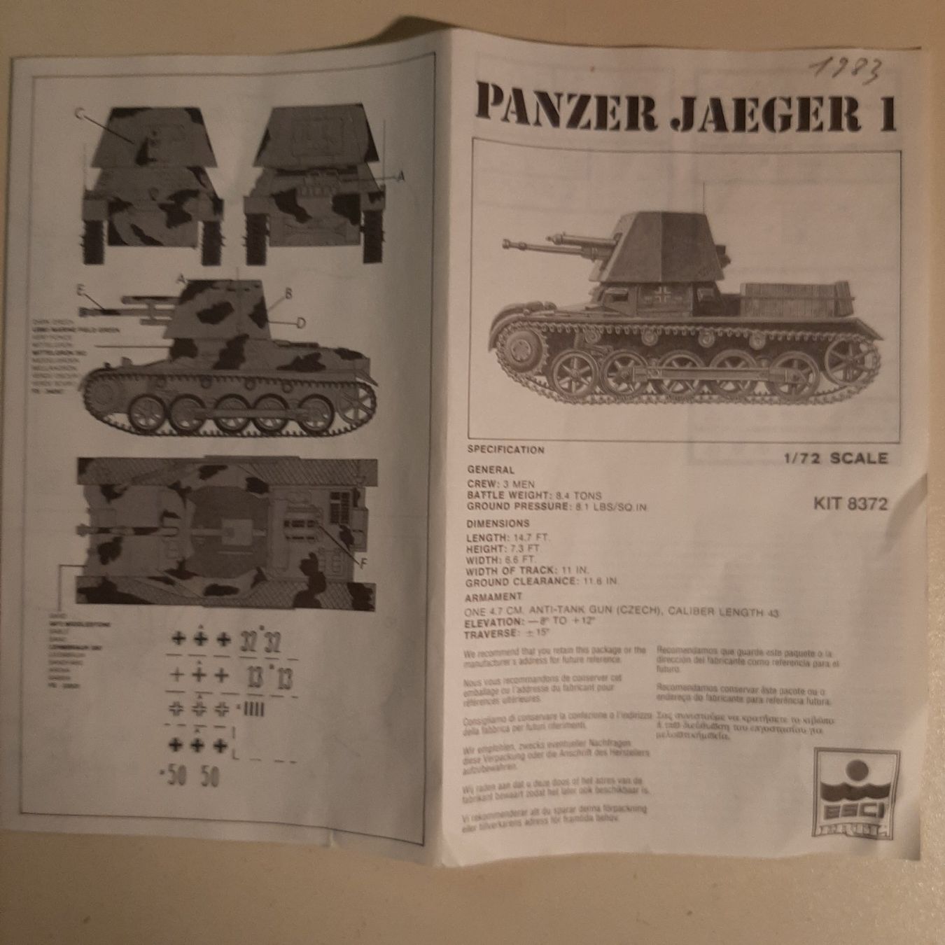 Kit di modellismo & Modellini statici: 52 ... Panzerjäger I ... Esci 8372 – Nuovo (secondo la descrizione) da Bonstetten venduto da Benibanny59 1