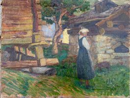 E.GILLIARD. HUILE SUR TOILE SIGNÉE "VALAISANNE"